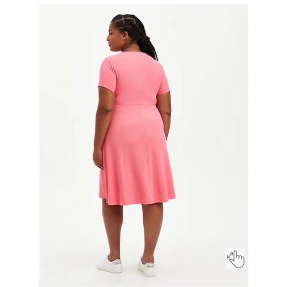 NEW Torrid 3 Twist Front Ribbed Skater Dress - Coral - Picture 3 of 8